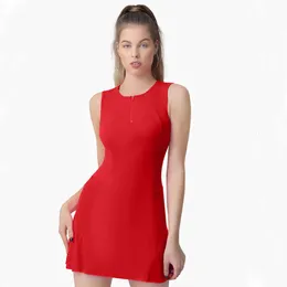 Lu align Woman podstawowy zestaw sukien zwykłej sukienki tenisowa żeńska bez rękawów czerwona spódnica trening biegnących fitness krótka sukienka żeńska golf borinton sukienka und lemo