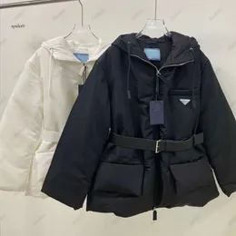 Puffer Ceket Socialite 23 Kış Kadınlar Down Down Coats Fashion Parkas Coat Şık Uzun Stil Kapşonlu Kirci Ceketleri Klasik Rüzgar Çeker Ceket Sonbahar Kadın Dış Giyim