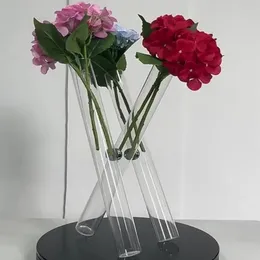Cheap style transparent cylinder pillars acrylic road lead candlestick nodic flower stand centerpieces for wedding used