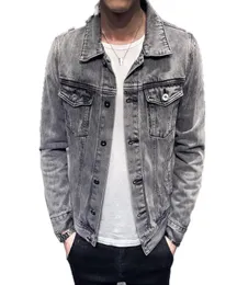 Veste en jean hommes moto vestes trou rétro Denim manteau Streetwear Hip Hop Bomber veste Cowboy Men039s Jean Chaqueta Hombre5044883