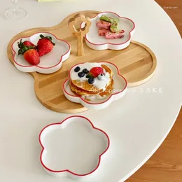 Teller Weihnachten Home Decor Nachmittagstee Teller Set Keramik Dessert El Empfang Süßigkeiten Tablett Nische Blume Obstschale Holz