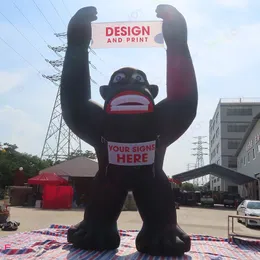 Customized Outdoor 4m 13.2ft Giant Activity black Inflatable Kingkong Gorilla chimpanzee animal model holding car For advertising