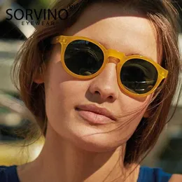 Óculos de sol SORVINO Retro Rodada Olho de Gato Óculos de Sol Mulheres Marca de Luxo 90s Designer Laranja Rosa Espelho Círculo Cateye Óculos de Sol Tons SP326 YQ240120