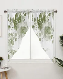 Tenda Verde Acquerello Fiori Breve Triangolare Decorazione Domestica Trattamenti per finestre per Cucina Soggiorno Balcone