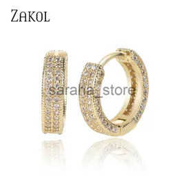 Stud ZAKOL Mode Or Couleur Cercle Boucles d'oreilles pour femmes exagérées Micro-incrustées de zircone cubique Bijoux de fête J240120