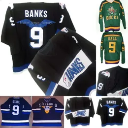 Mens Mighty Ducks Movie 9 Hawks Adam Banks Jesse Hall Jersey All Ed Embroidery Ice Hockey Jerseys S-5XL 5423