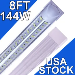 Luzes LED de loja de 8 pés, luz de tubo LED integrada em forma de V de 8 pés, 144 W 18000lm com tampa transparente fluorescente, lâmpada de montagem em superfície conectável, substitua as luzes fluorescentes T8 T10 T12