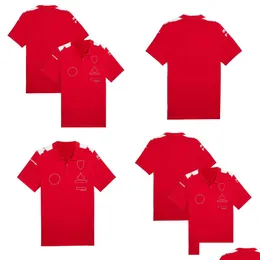オートバイアパレルF1チームドライバーTシャツ赤い短袖ラペルシャツメンズプラスサイズカスタムクイック乾燥レーシング服ドロップ配達ot9ku