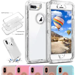 För iPhone 12 Mini 11 Pro X XR XS MAX 8 7 6S Plus Transparenta Robot Cases 3in1 Telefonfodral utan klipp ZZ
