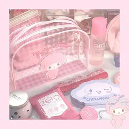 أكياس مستحضرات التجميل Kawaii Piano Melody Makeup Bag Cartoon Cute Kulomi PVC مقاوم للماء تخزين المساحات الكبيرة للسيدات