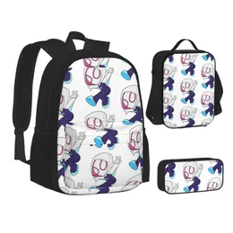 Bags Ghost Spider Girl Backpacks Boys Girls Bookbag Children School Bags Cartoon Kids Rucksack Lunch Bag Pen Bag ThreePiece Set