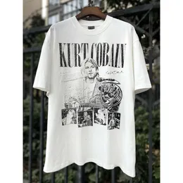 Vtg Distressed Saint manga curta High Street Ts Koppen vestido vintage relatório hip-hop solto camiseta tendência em torno do pescoço designer de roupas esportivas pulôver masculino HELU