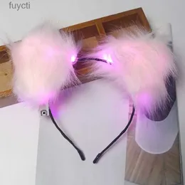 파티 모자 LED LIGHT UP HEADBAND LADY LIGHT BONNY RATNY EARS 인조 모피 머리띠 빛 밴드 홀리데이 파티 헤드웨어 선물 선물 YQ240120