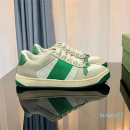 Designer Screener Tela Pelle scamosciata nera Mini Strisce bianche rosse Pelle scamosciata burro Pelle verde effetto invecchiato Scarpe casual da donna sporche Sneaker