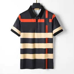 Erkek Polo Gömlek 2024 Yaz Tasarımcısı Avrupa ve Amerikan Polo Kısa Kollu Günlük Moda T-Shirt Klasik Düz Renk Mektup Baskı Çizgili Giysiler Pamuk M-3XL