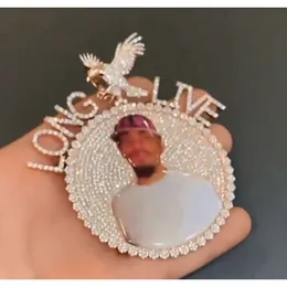 Ciondolo personalizzato con memoria per foto personalizzate Sier VVS Moissanite con diamanti ghiacciati Hiphop