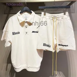 شورت الرجال 22SS SUMER RHUDE X MCLAREN خطاب المطرز TSHIRT للبصفقة والأكمام القصير للسيدات S-XL MEN