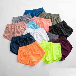 Men'S Shorts Lu Summer Nwt Women Shorts Loose Side Zipper Pocket Pants Gym Workout Running Clothing Fitness Dcord Outdoor Yoga Wearlg Dhscw
