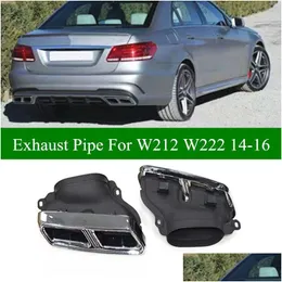 أنبوب العادم 2 PCS أنبوب مزدوج لـ Benz W212 W ترقية E63 AMG Style 2014- فوهات ذيل خلفية سود