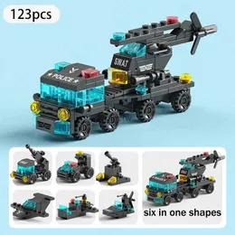 Blocks Mini Six In One Vehicle Shapes Bricks Fancy Assembled Block Puzzle Small Particles Blocks Baby Intelligence Development Toy Gift