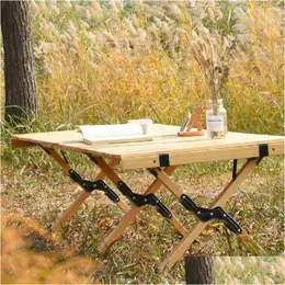 Garden Sets Portable Solid Wood Folding Table Furniture All-Purpose Square Picnic Desk For Outdoor/Indoor Travel Cam Tools Drop Delive Dhvun