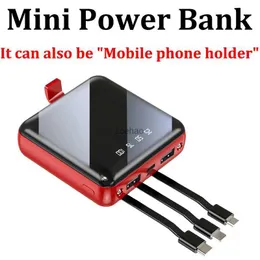 Mobiltelefon Power Banks Mini Power Bank 30000mAh Mirror Screen LED Digital Display Powerbank med kabel för 12 11 Samsung Huawei Poverbank