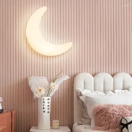 Lâmpada de parede moderna simples quarto luz lua teto creme estilo nórdico arte design moda minimalista mestre iluminação