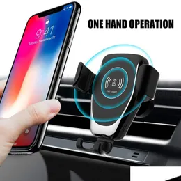 Billaddare Matic Qi Wireless Mount för telefon XS MAX XR X 8 10W Fast Charging Holder S10 S9 Drop Delivery Mobiles Motorcyklar Electro DH3XV