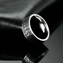 Anello in oro nero 14 carati Moda ciclico Scratching Band Gioielli Accessori regalo Fedi nuziali da 8 mm per uomo anillo hombre