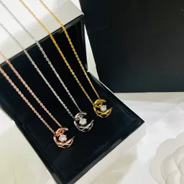 Designer Luxury 925 Sterling Silver Necklace French Brand Classic Water Ice Moon Ling GE Single Diamond Pendant Tricolor Women Charm Jewel Girl Fashion Gift