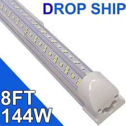 144W 8ft LED mağaza ışığı, 18000lm 6500K Süper Parlak Beyaz, Bağlanabilir Tavan Işık Fikstürü, V Şekiş Entegre T8 LED Tüp Işığı Çalışma Tezgahı Dolapları için