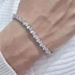 Päronklipp Moissanite Diamond Tennis Armband 14K Vitt guld dubbel lås lås Päralformad Moissanite Tennisarmband