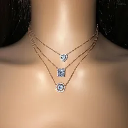 Collane con ciondolo Boho Micro intarsiato Zircone Clavicola Catena di rame Collana circolare placcata oro Ins Goth Proposta Regalo di gioielli per anniversario