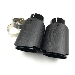 Exhaust Pipe Out 101Mm One Pair Ak Matte Carbon Fiber Exhausts Pipes Akrapovic Black Stainless Steel Tail End Drop Delivery Automobile Ot7Mx