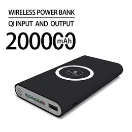 Mobiltelefon Power Banks Wireless Fast Charging Power Bank Portable 200000mah LED Display Externt batteri för HTC Power Bank iPhone+gratis frakt