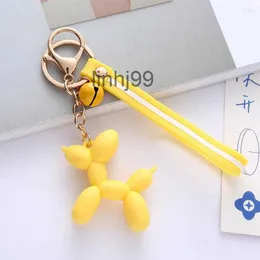 Keychains Lanyards Creative Korean Cute Balloon Puppy Keychain for Women Sweet Colorful Fashion Bag Car Key Jewelry Pendant Gift Wholesale D7lcNGBNNGB