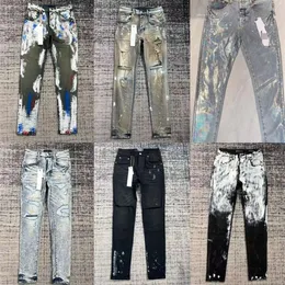 Ksubi Designer-Jeans, lila, hohe Taille, lange Hose, zerrissen, gerade, regelmäßig, gewaschen, alt, lange schwarze Jeans, gestapelt, Größe 28–40