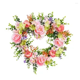 Flores decorativas 3 conjunto de letras de parede para casa com guirlanda idílica em forma de coração floral rosa guirlanda artificial porta para casamento