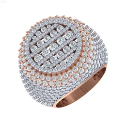 Anello da uomo con vero diamante da uomo in oro giallo rosa 14kt Designer Hiphop Anello da uomo Anelli a grappolo Igi geometrici