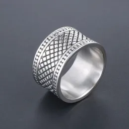 12MM Wide Ring Men Solid 14K White Gold Boys Mens Rings Man Big Size 12 13 Fashion New Male Biker Jewelry Gifts