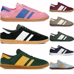 New designer shoes Hamburg suede Sneakers Rose Pink black white Light Blue Chalky Brown Maroon fashion mens womens low casual sneakers outdoor trainers Eur 36-45