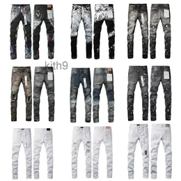 Дизайнерские фиолетовые брендовые джинсы Мужские женские джинсовые ткани High Street Wash с вышивкой на молнии Тонкие прямые джинсы Классическая модная уличная одежда класса люкс хипстер NNF6