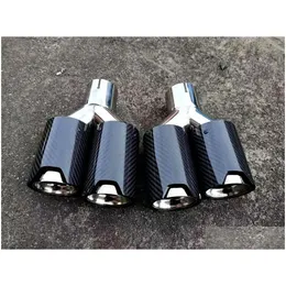 Tubo de escape 2 pcs carro fibra de carbono tubos de extremidade dupla para 92mm saída m desempenho dicas duplas entrega de gota automóveis motocicletas auto ottfm