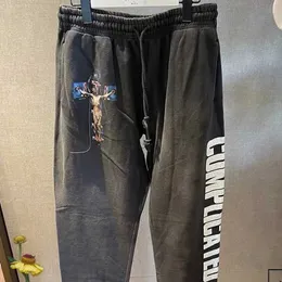 Calças masculinas Saint Michael Sweatpants Carta Imprimir Alta Qualidade Homens Mulheres Streetwear Clássico Moda Americana Saint Calças Casuais J240120