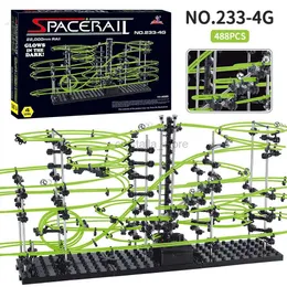 Block 193/343/488 st lysande elektrisk intelligens Race Ball Building Marmor Plast Roller Coaster Rail 1-9 Track Toy 240120