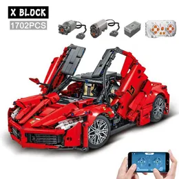 كتل التطبيق الفني التحكم عن بُعد التحكم في طاقة الرياضة الرياضية البناء MOC Super Racing Model Model Sets Toys for Kids Higds 240120