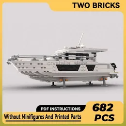 Blocchi tecnici Moc Bricks Modello di barca Motore fuoribordo Yacht Modulari Blocchi di costruzione Regali Giocattoli per bambini Set fai da te Modello di assemblaggio 240120