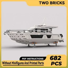 Blöcke Technische Moc Ziegel Boot Modell Außenbordmotor Yacht Modulare Bausteine Geschenke Spielzeug Für Kinder DIY Sets Zusammenbau Modell 240120