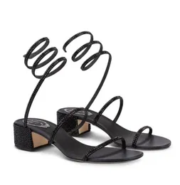 العلامات التجارية الأنيقة Cleo Renes Sandals Women Gewel Spiral kal strap caovillas crystal embilled stunky heels party party wedd