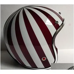 오토바이 헬멧 모터 크로스 Masei Ruby Vintage Helmet Half Open Face Abs Casque 501 Red Drop Delivery Automobiles 오토바이 Accesso Otguk
